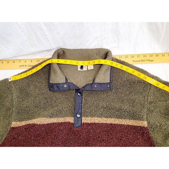 Vintage ‘00s Woolrich Green Red Two Tone Fleece Henley Jacket Mens Size XL - Picture 10 of 12